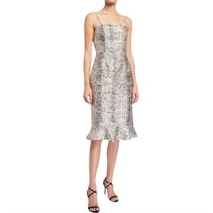 Anthropologie Hutch Etta Snake Print Trumpet Dress in Champagne